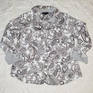 Jones New York Black and White Paisley Blouse
